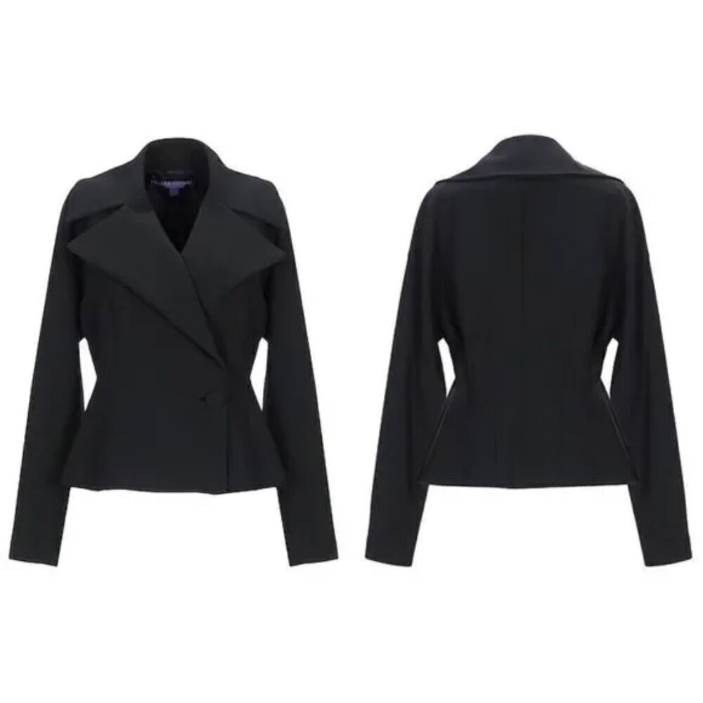 Ralph Lauren Collection Purple Label Chrystie Wool Black Blazer Jacket Sz 8